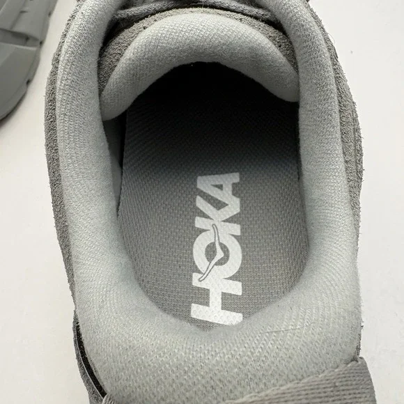 Hoka One One Men 8.5 Women's 9.5 Clifton L Suede Limestone Grey Running Shoe